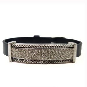 New Lia Sophia Stud Pave Rhinestones Adjustable Rubber Bracelet
